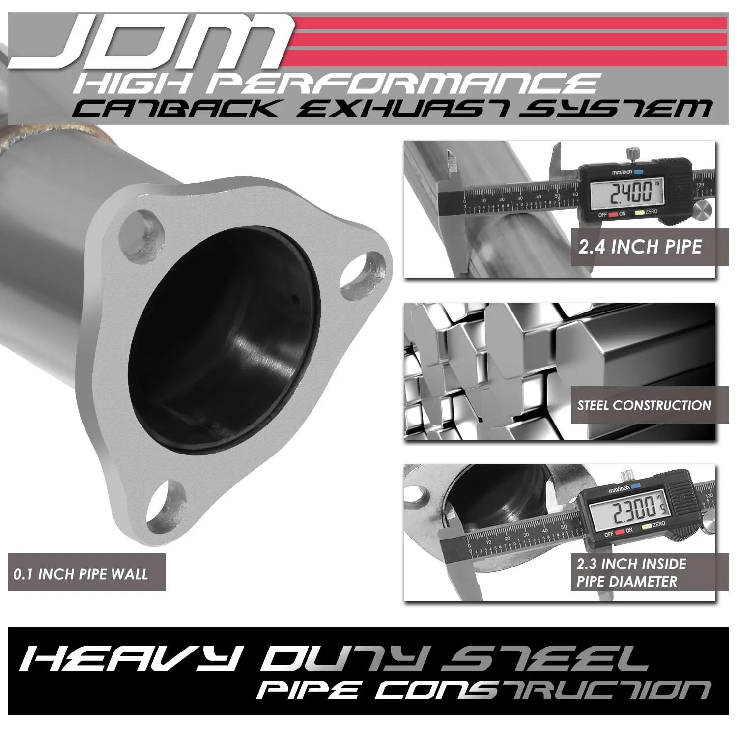 01-05 Honda Civic DX/LX Catback Exhaust Single Tip Stainless Steel - Image 3