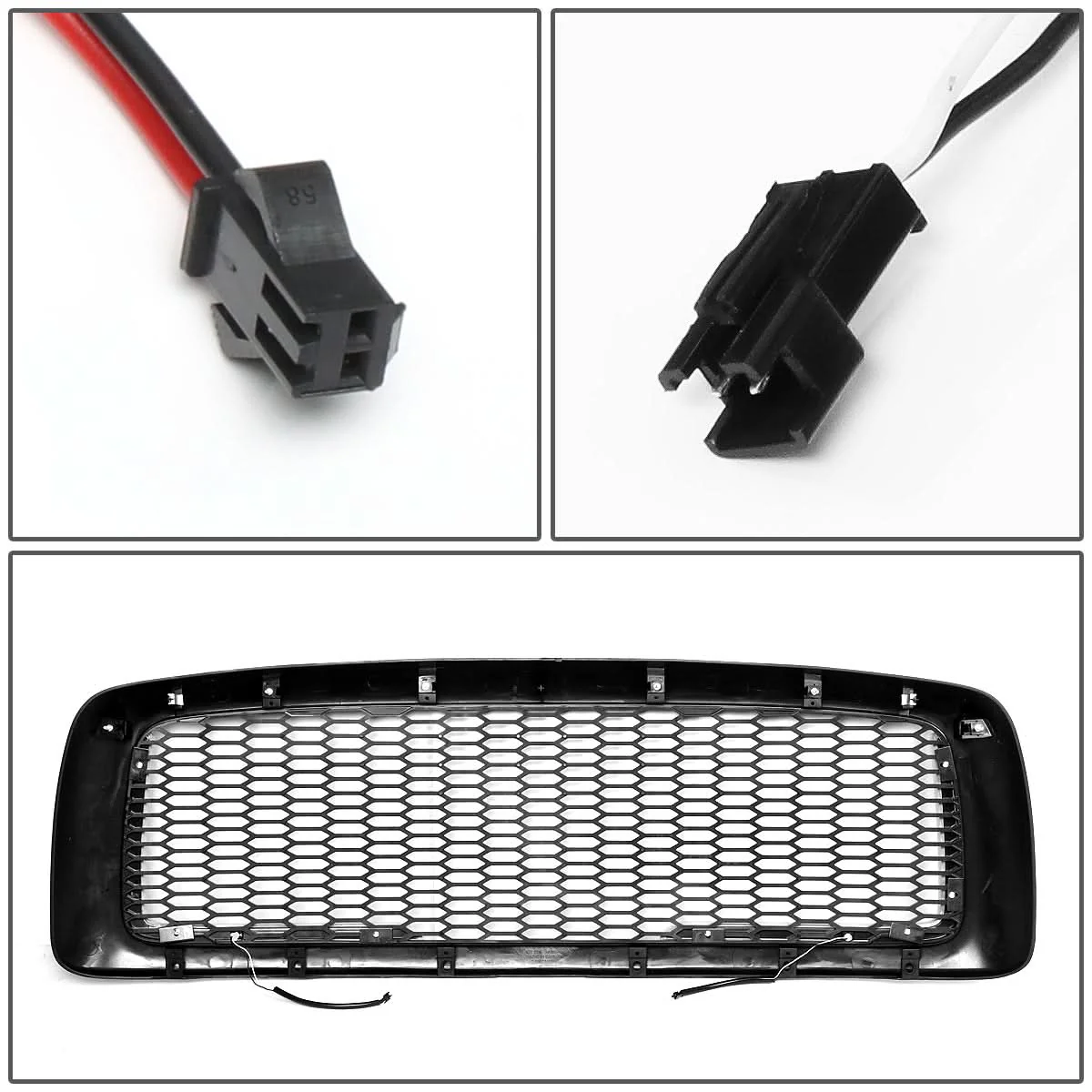 02-05 Dodge Ram Honeycomb Mesh Grille w/ LED DRL Lights Matte Black - Image 9