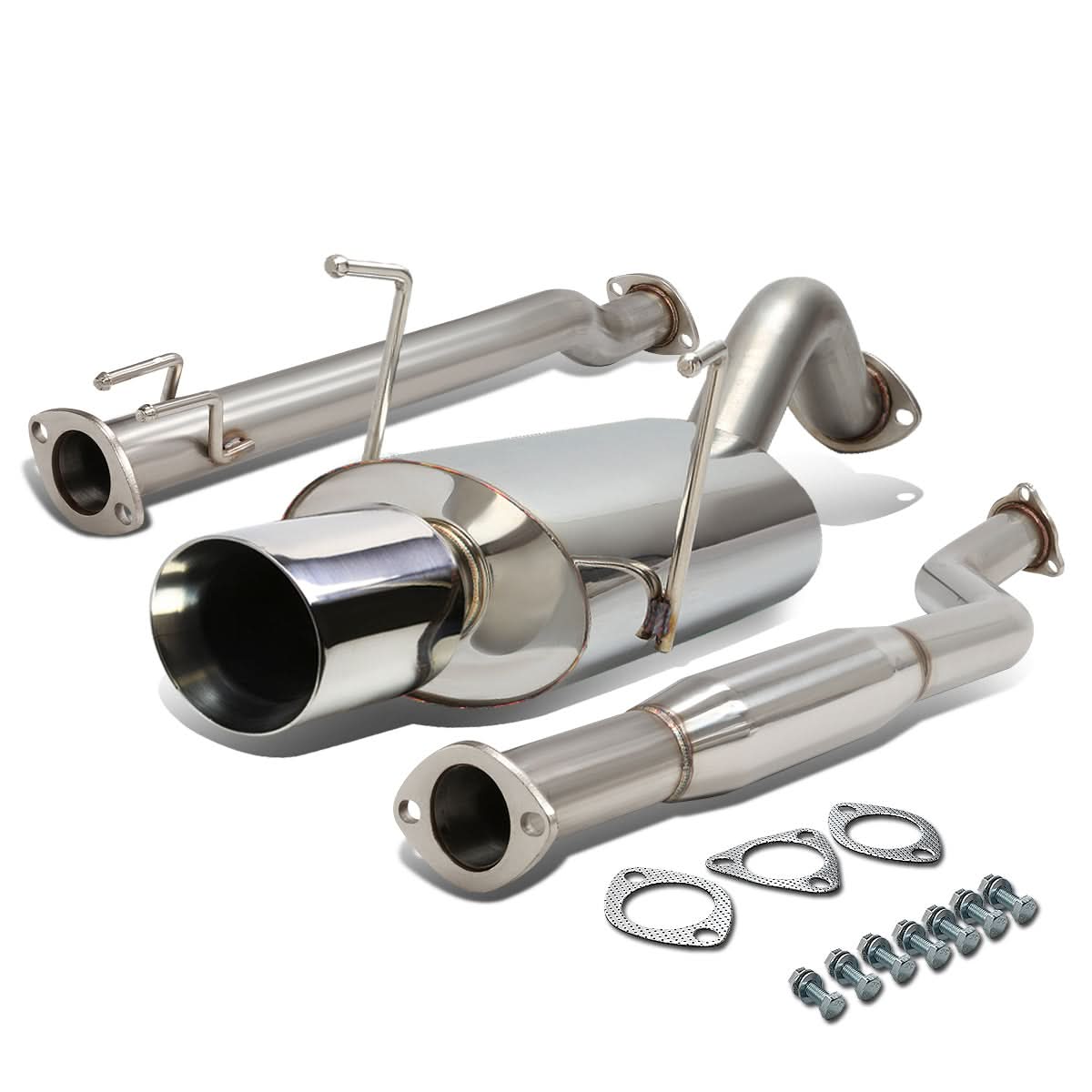 02-05 Honda Civic Si EP3 OE Style Single Tip Catback Exhaust - Stainless Steel - Image 2