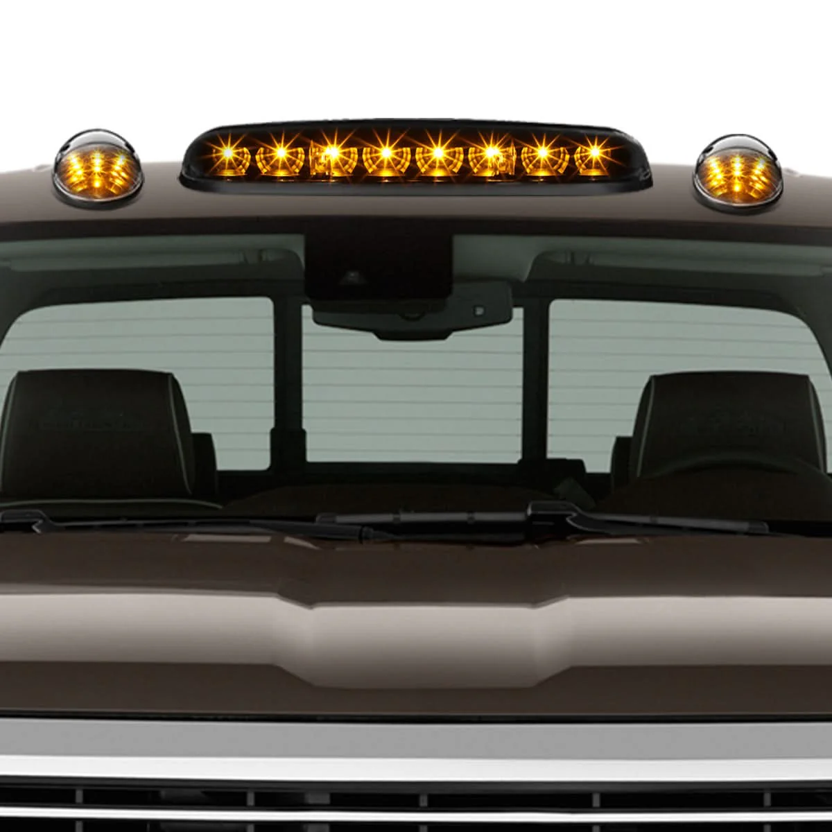 02-07 Chevy Silverado / GMC Sierra Cab Light Black Housing Amber LED - Image 6