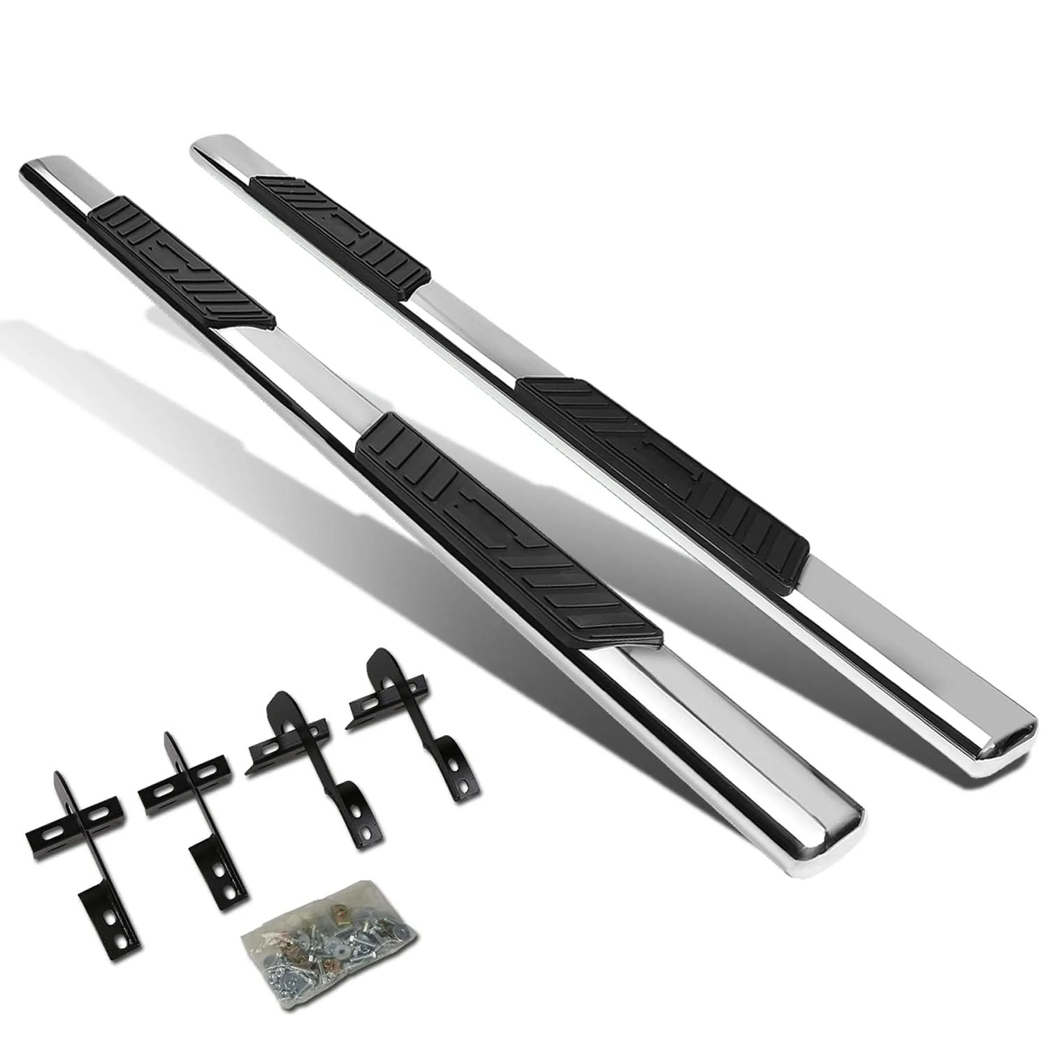 04-08 Ford F-150 / 06-08 Lincoln Mark LT 5" Oval Nerf Bars Silver - Image 2