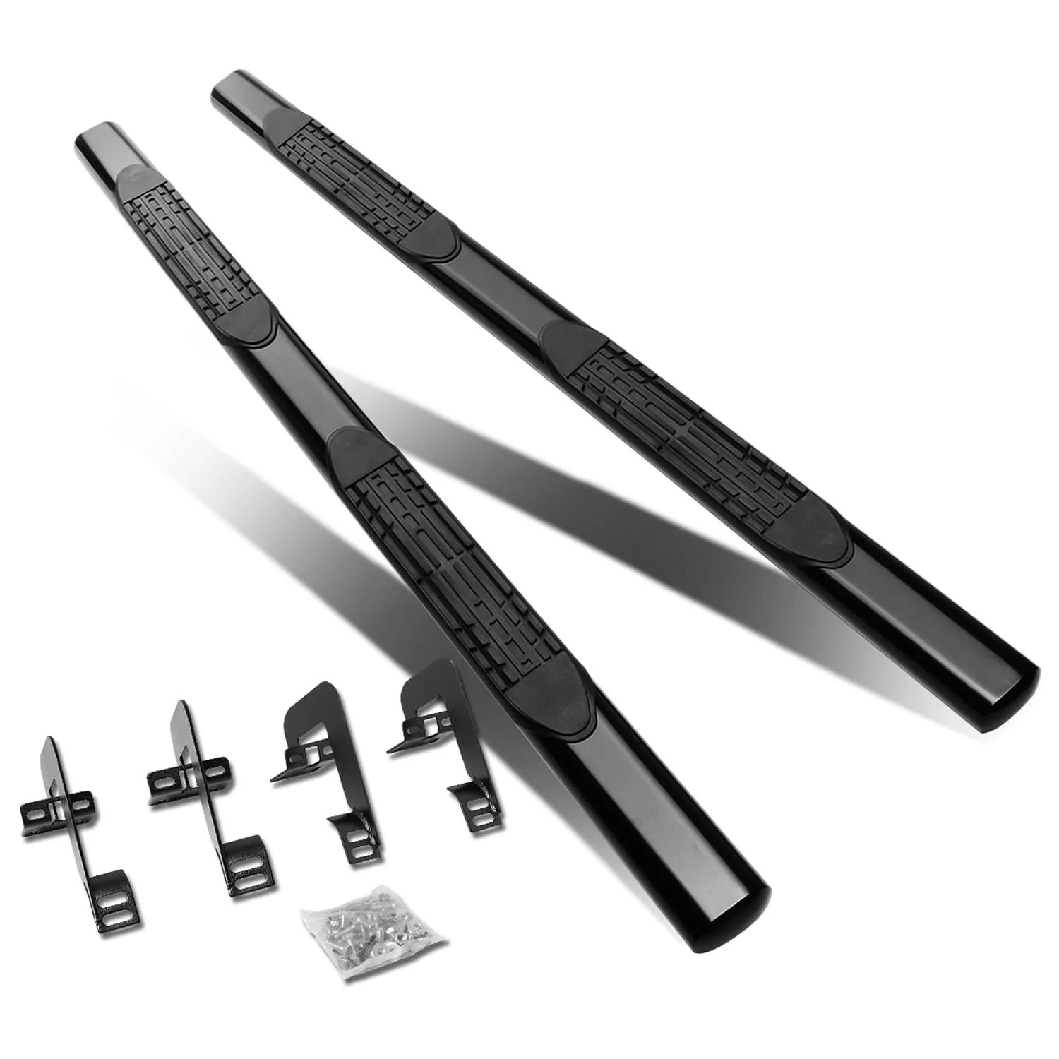 04-14 Ford F-150 Super Cab 4" Oval Straight Nerf Bars - Black - Image 2