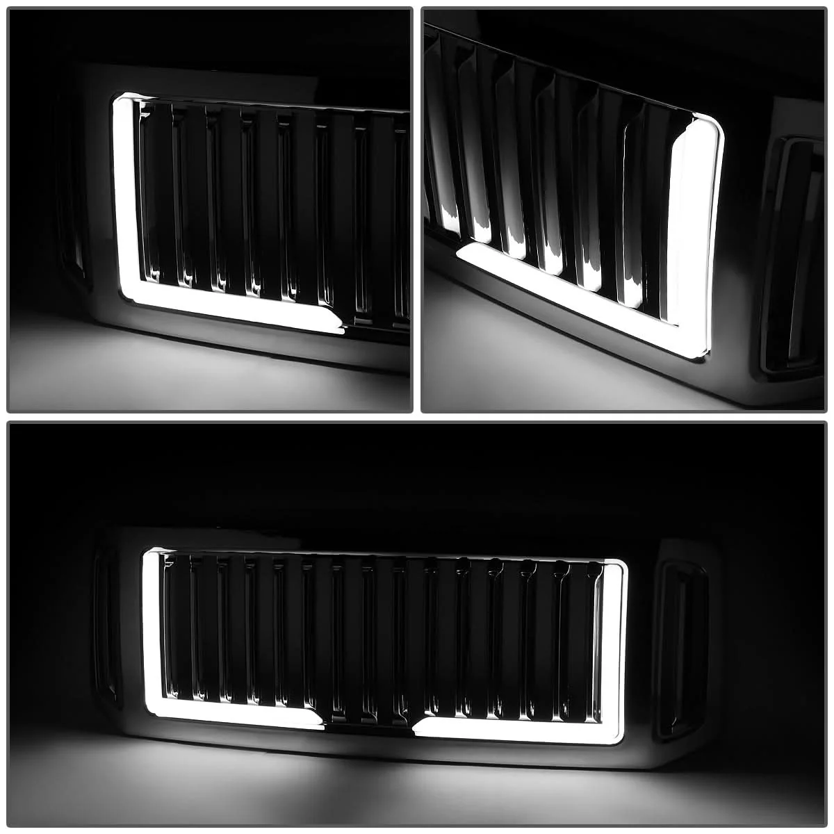 05-07 Ford F-250 F-350 F-450 F-550 Vertical Fence LED DRL Grille Chrome - Image 4