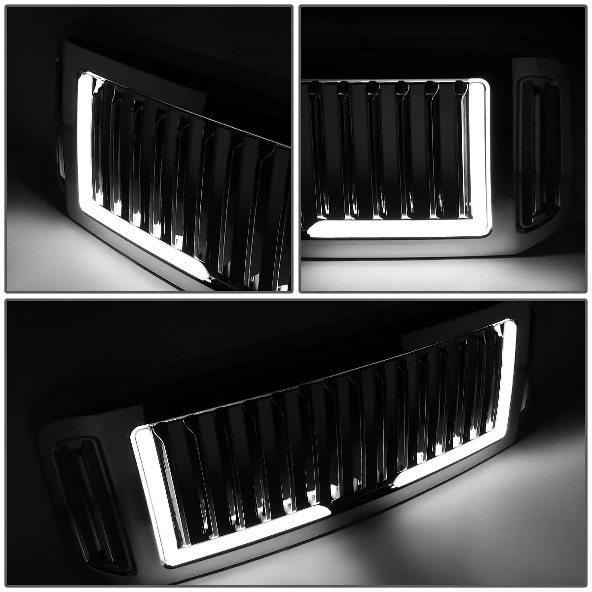 05-07 Ford F-250 F-350 F-450 F-550 Vertical Fence LED DRL Grille Chrome - Image 5