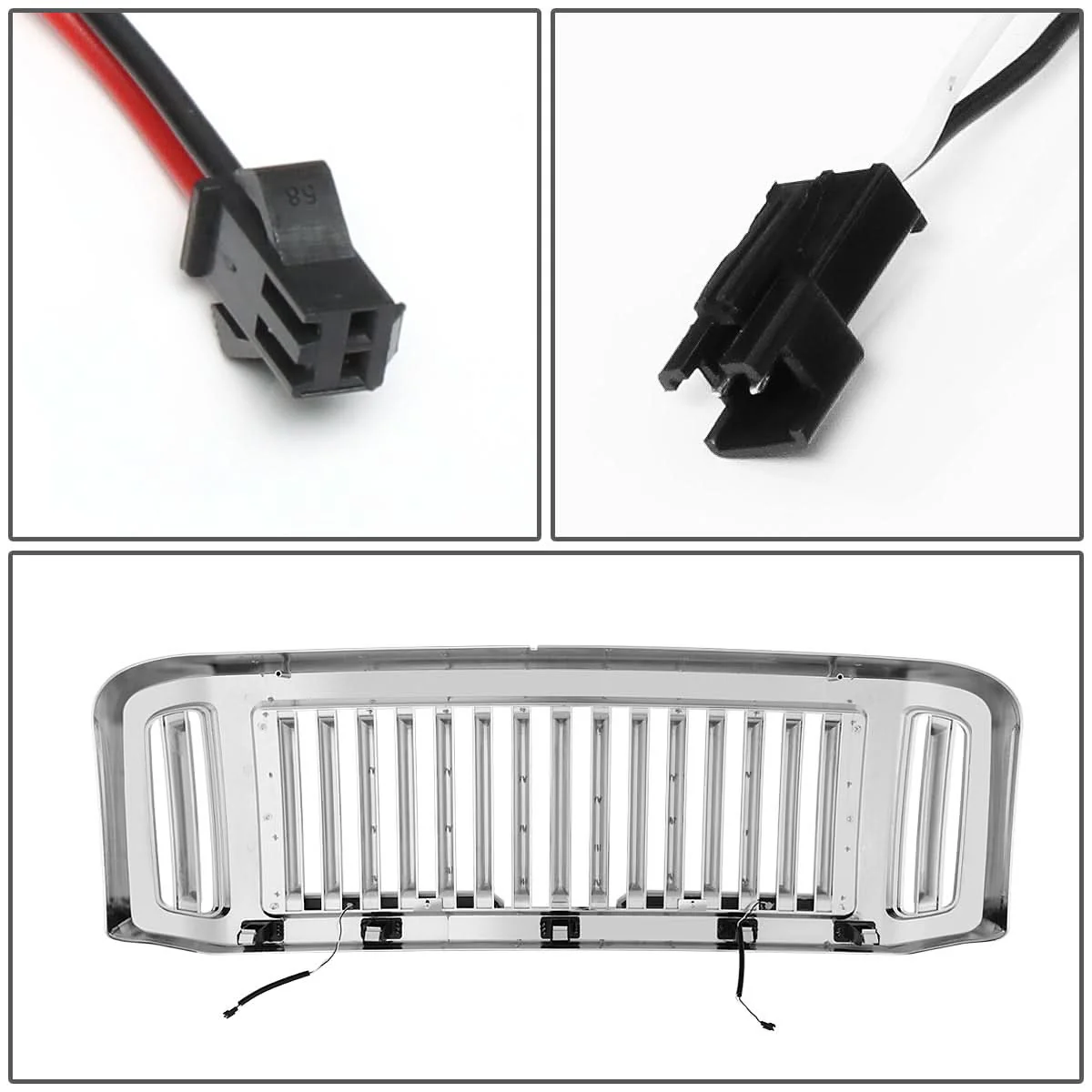 05-07 Ford F-250 F-350 F-450 F-550 Vertical Fence LED DRL Grille Chrome - Image 9