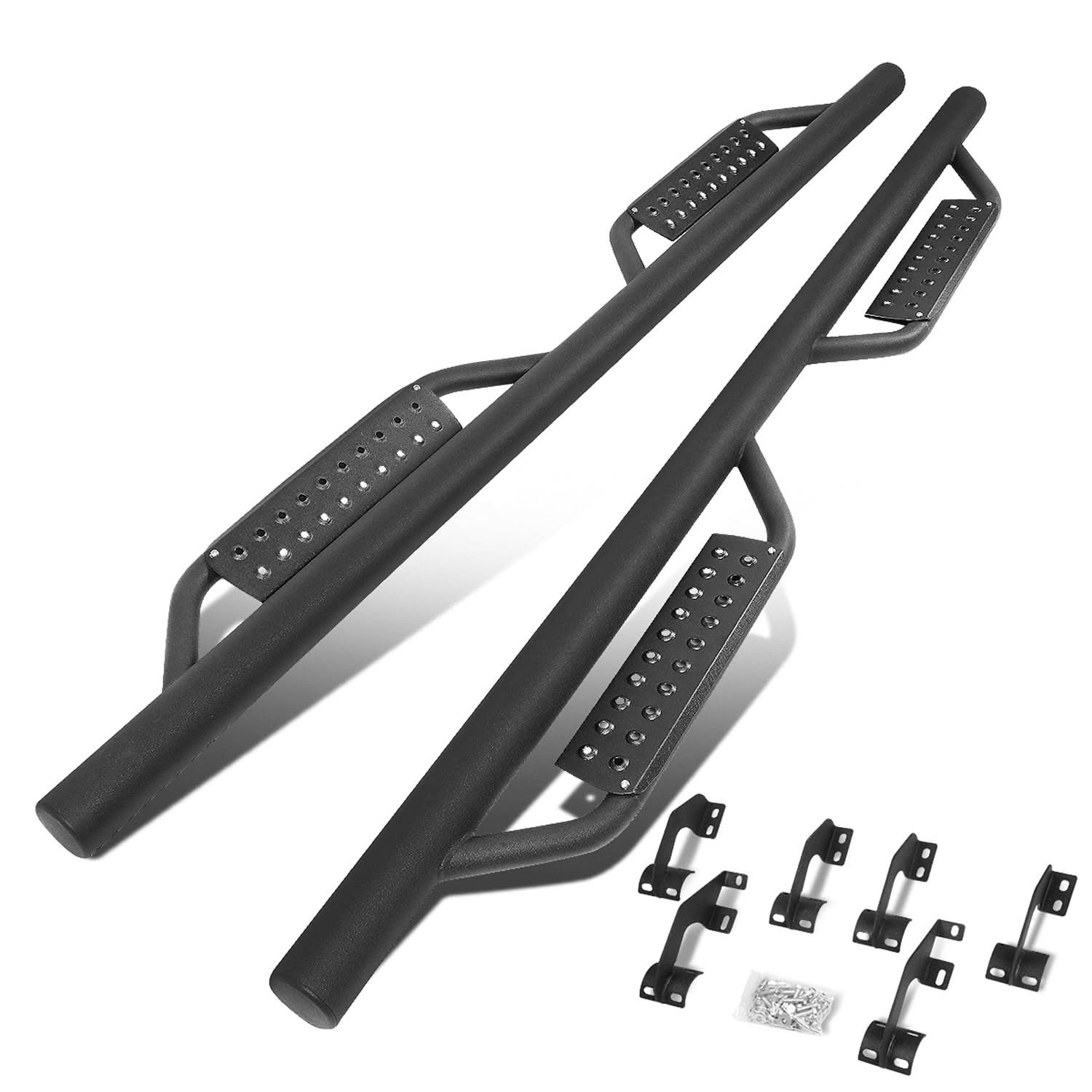 05-21 Toyota Tacoma Double Cab 4.5" Round Drop Step Nerf Bars Black - Image 3