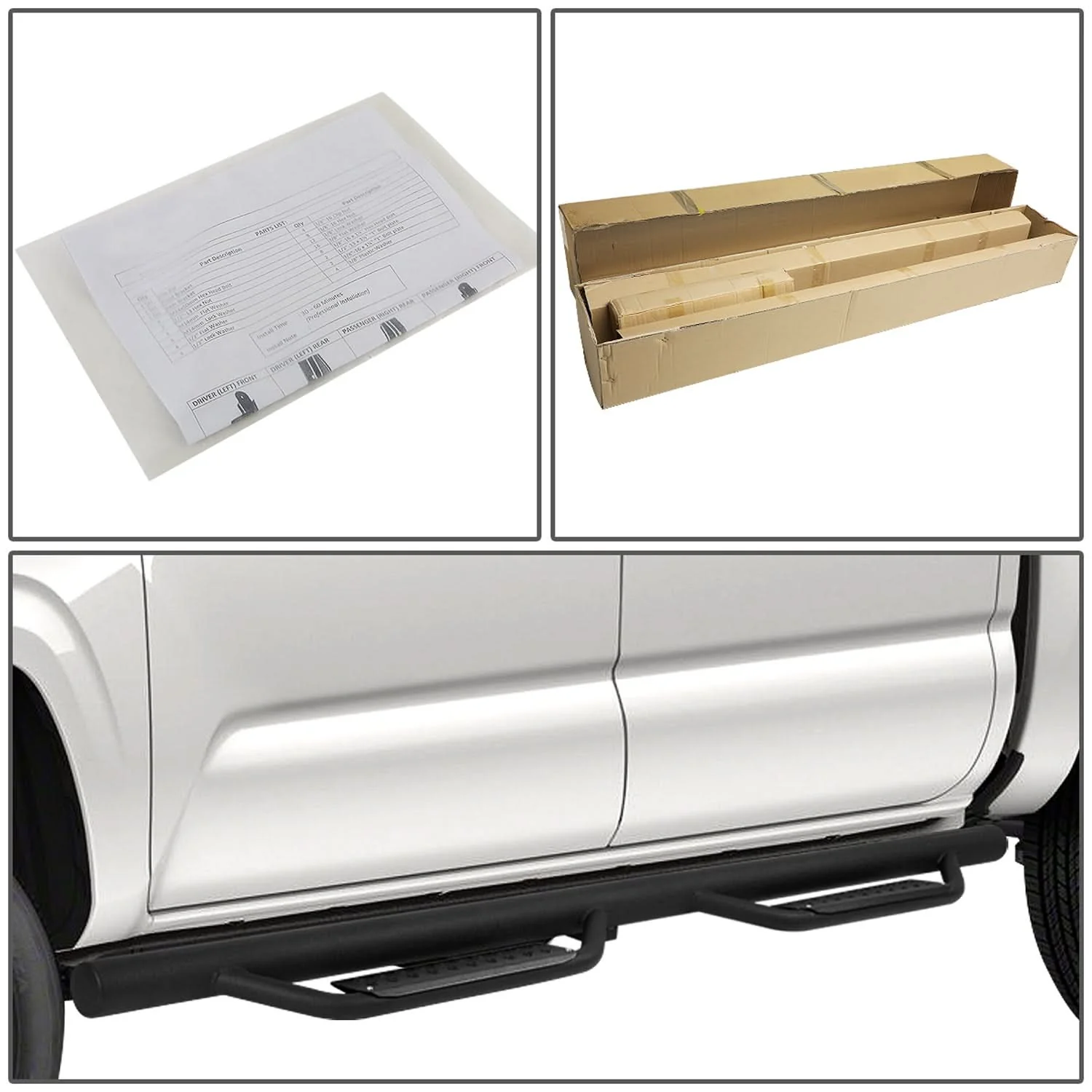 05-21 Toyota Tacoma Double Cab 4.5" Round Drop Step Nerf Bars Black - Image 6