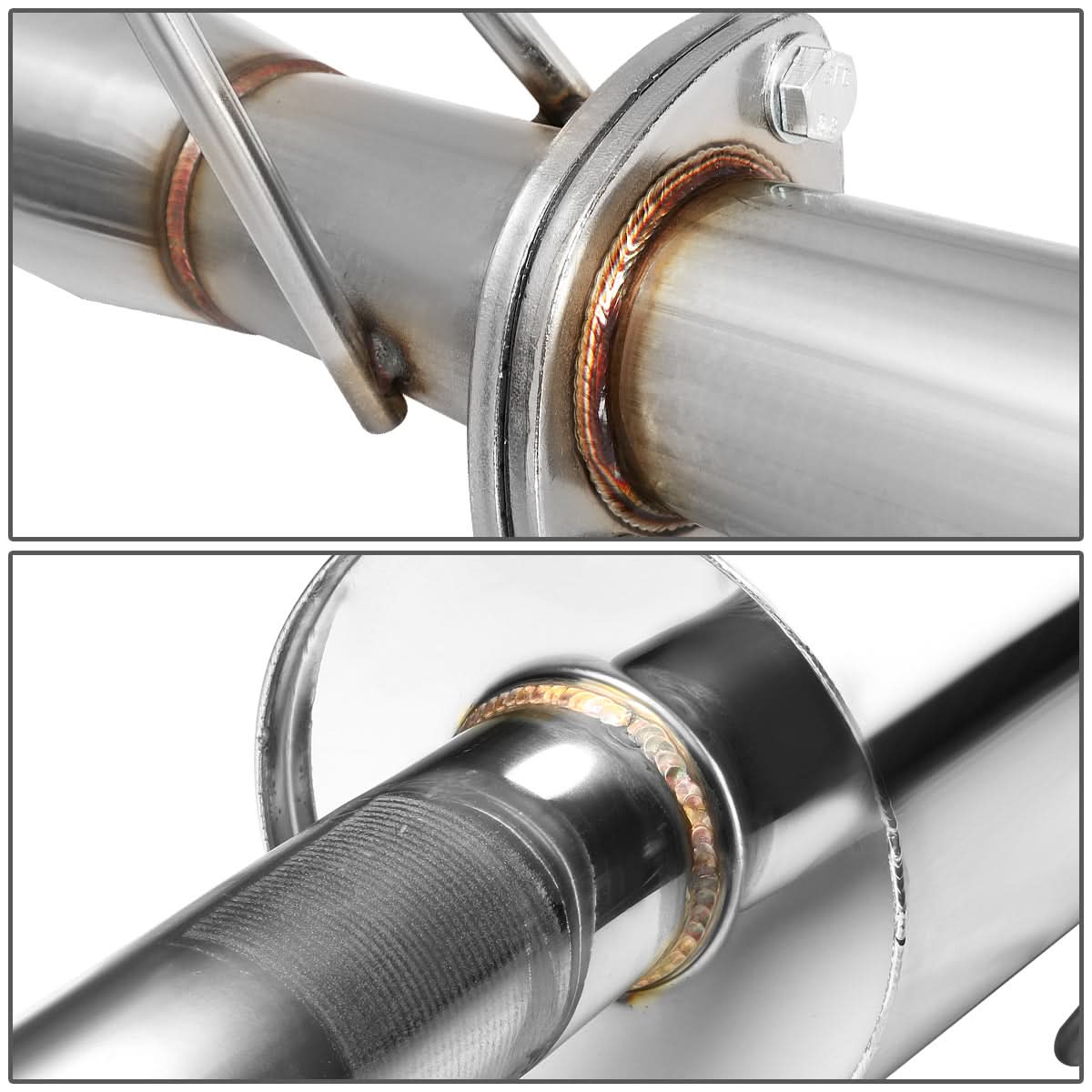06-08 Honda Civic EX Catback Exhaust Single Burnt Tip Stainless Steel - Image 5