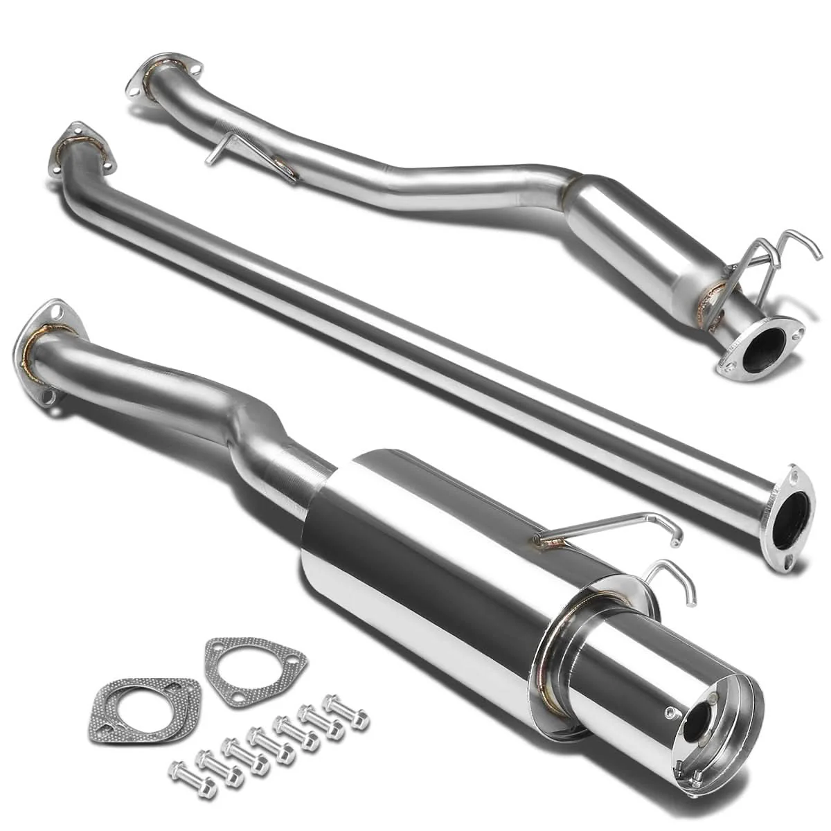 06-08 Honda Civic EX Single Tip Catback Exhaust - Stainless Steel - Image 2