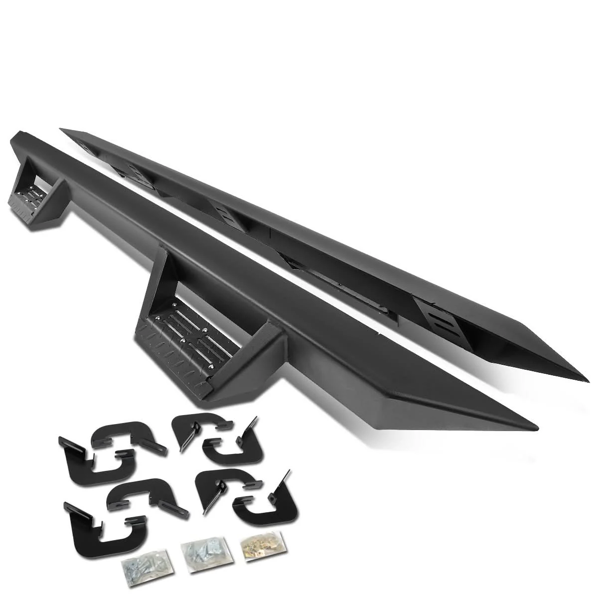 07-17 Chevrolet Silverado Crew Cab Step Down Nerf Bars - Black - Image 2