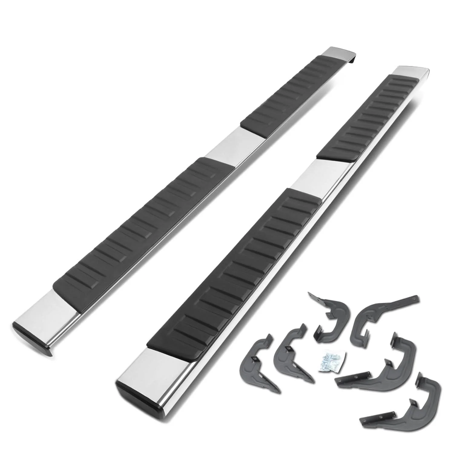 07-19 Chevrolet Silverado GMC Sierra 6" Straight Nerf Step Bar Silver - Image 3