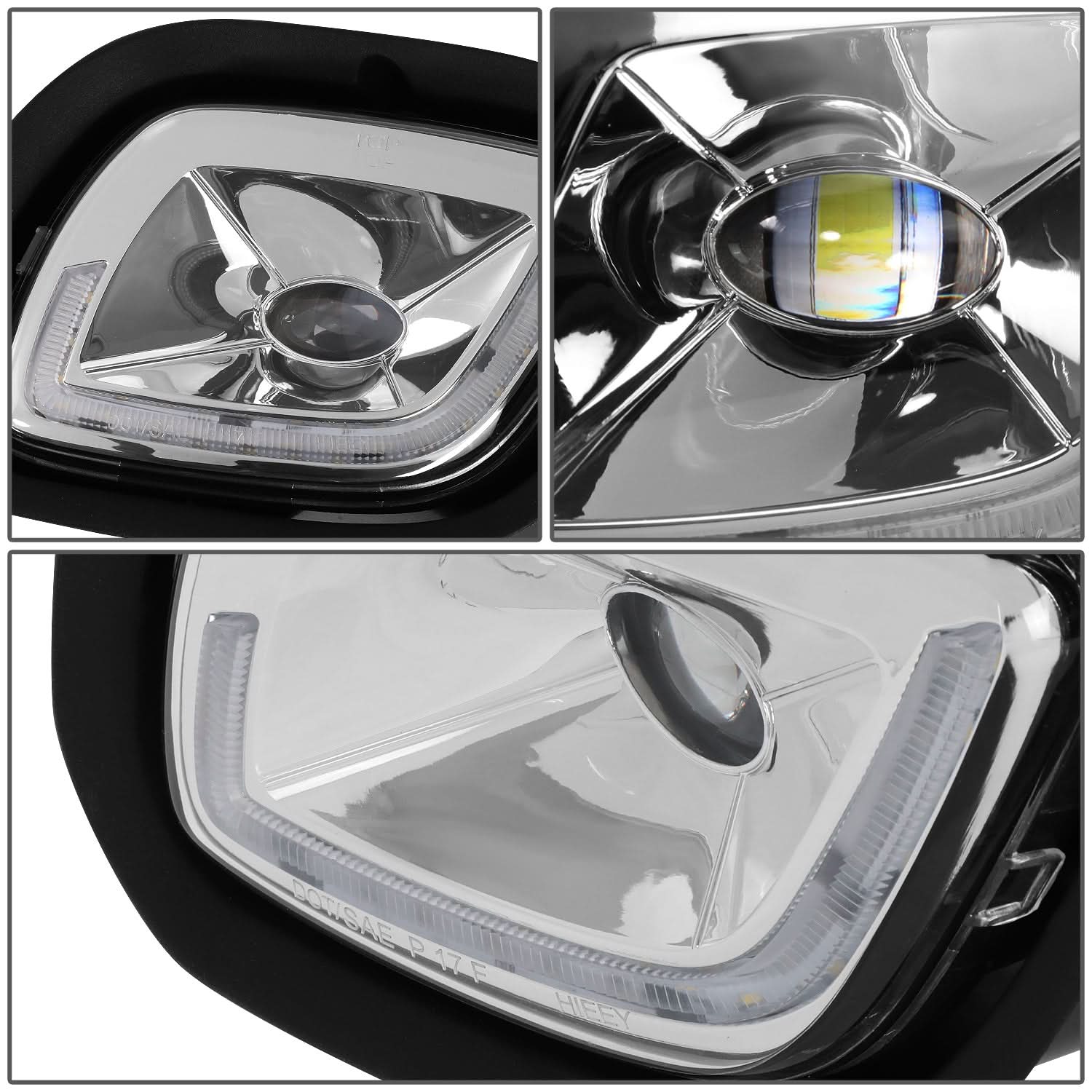 08-17 Freightliner Cascadia 3D Projector LED Fog Lights - Chrome - Image 4