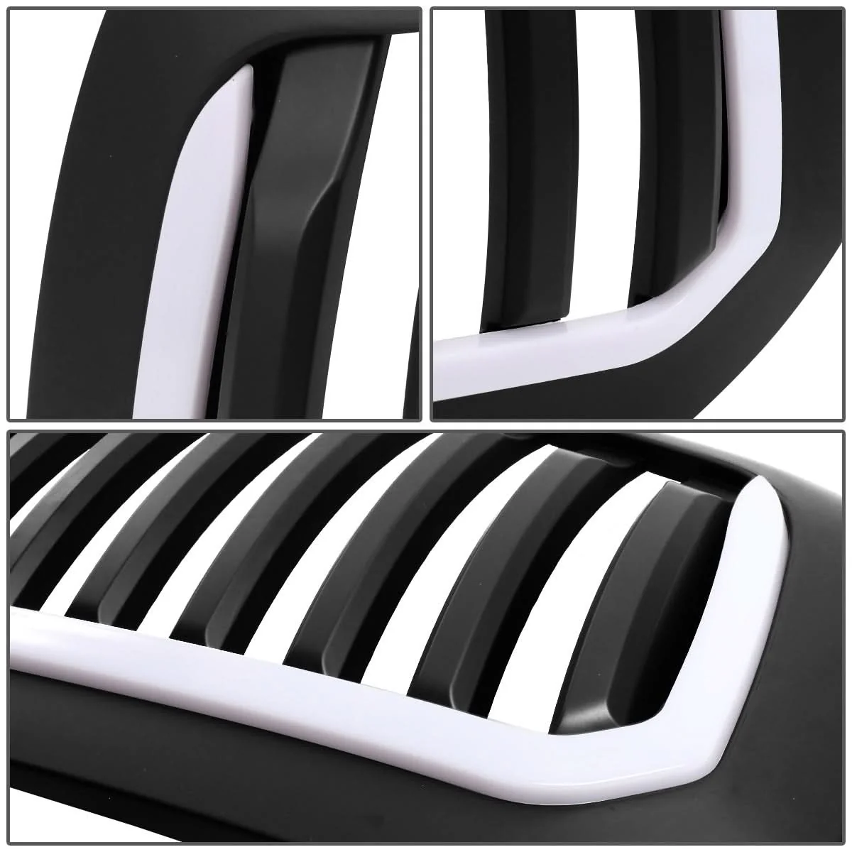 13-18 Dodge Ram 1500 Vertical Fence Style LED DRL Grille Matte Black - Image 4