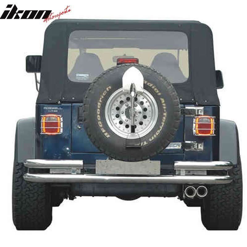 1976-2006 Jeep Wrangler CJ OE Black Double Tube Rear Bumper Bar Steel - Image 2