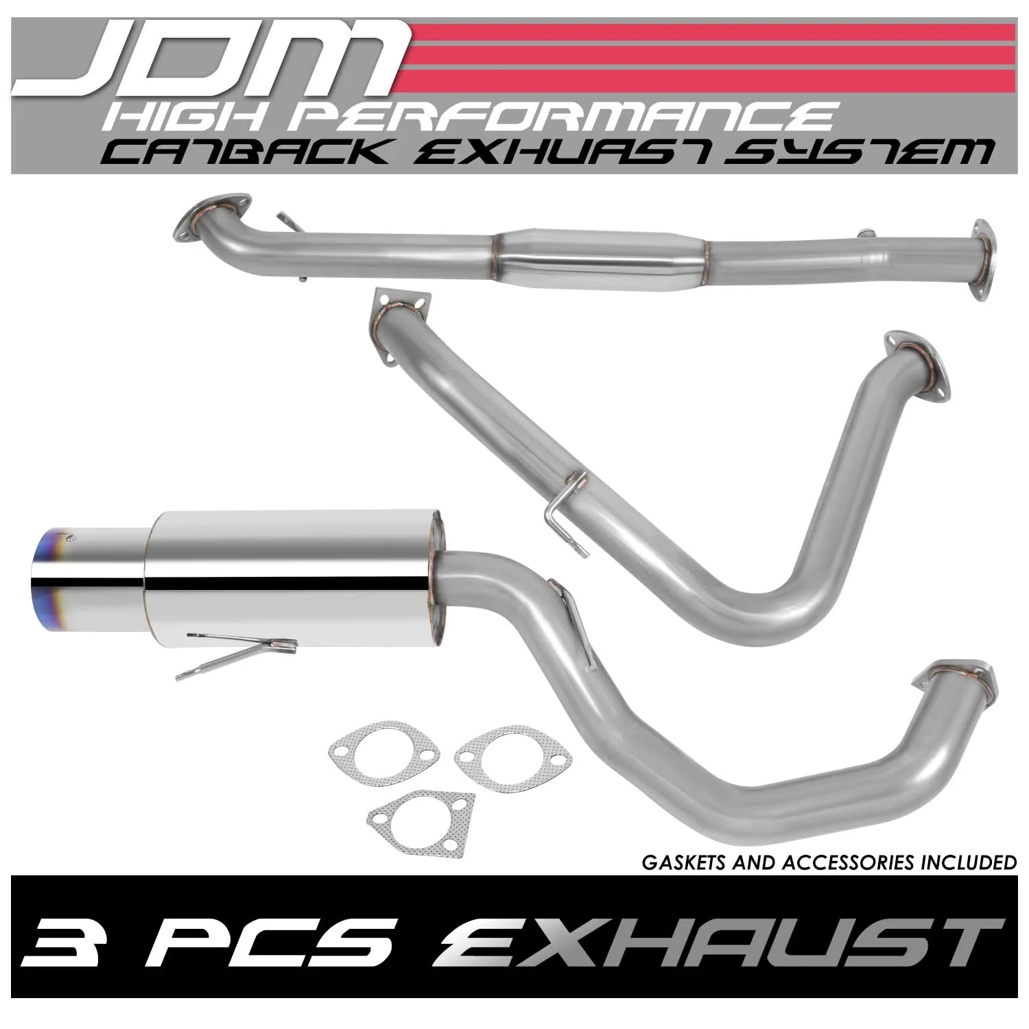 1995-1999 Mitsubishi Eclipse Non Turbo Catback Exhaust Stainless Steel - Image 6