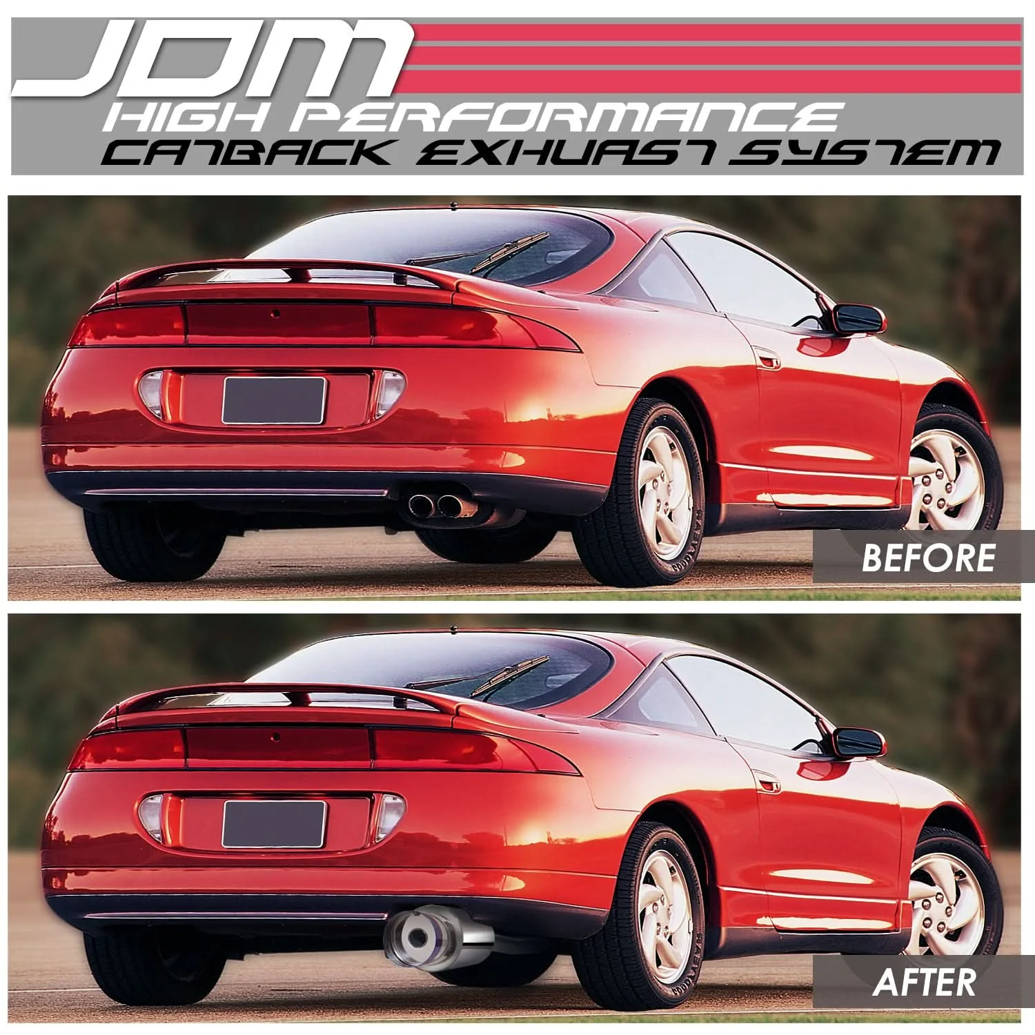 1995-1999 Mitsubishi Eclipse Non Turbo Catback Exhaust Stainless Steel - Image 7