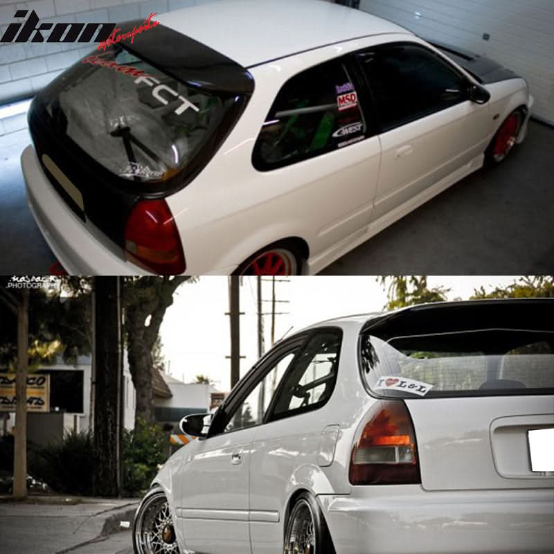 1996-2000 Honda Civic Hatchback Carbon Fiber Rear Roof Visor Spoiler - Image 2