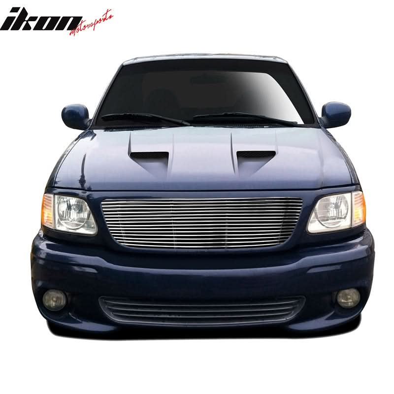 1997-1998 Ford F-150 Horizontal Cutout Style Silver Front Grile Insert - Image 2