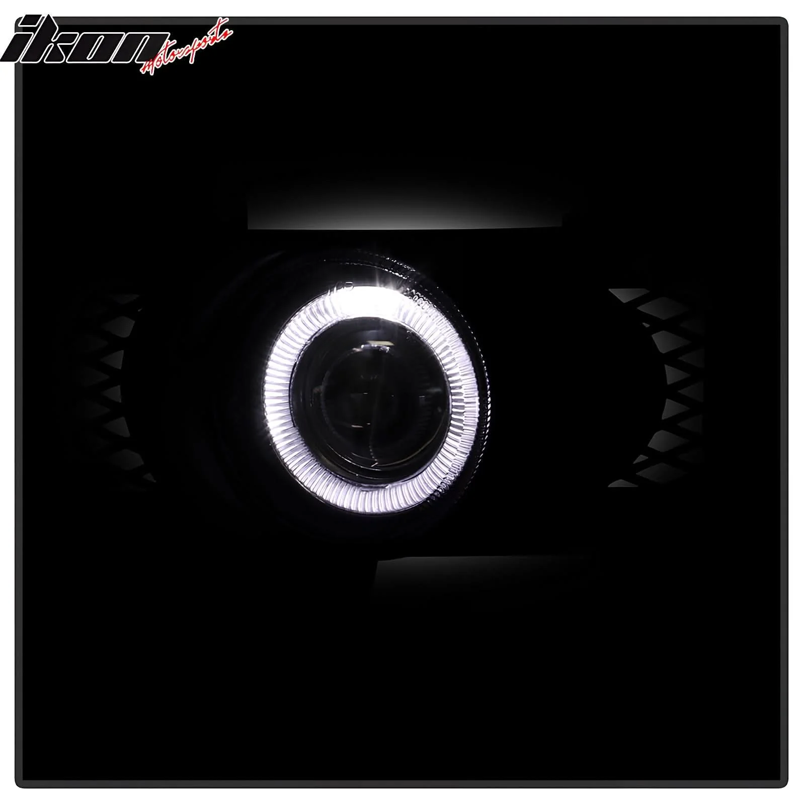 1997-1998 Ford F-150 Ring Style 2PC Projector Fog Lights Black Housing - Image 4
