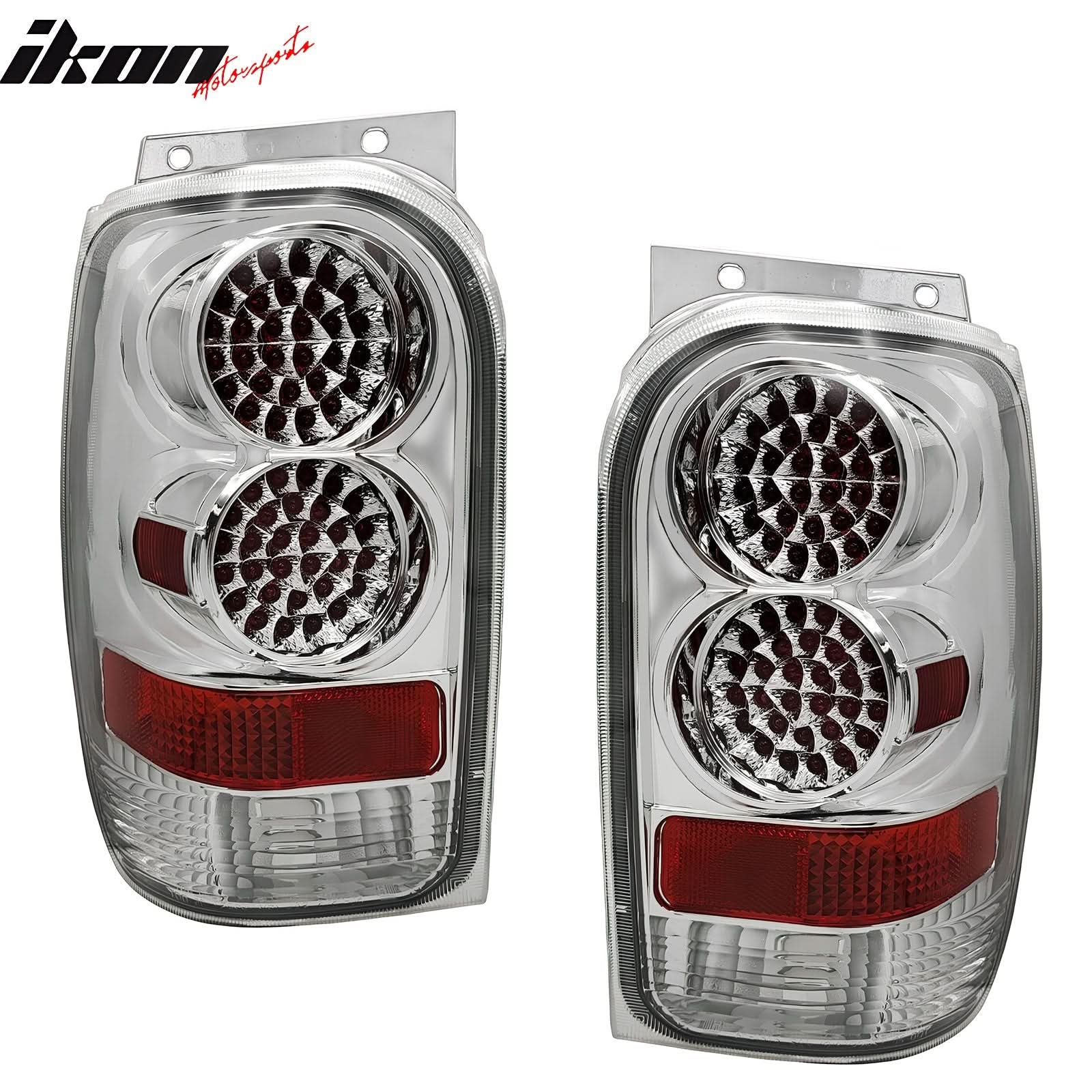 1998-2001 Explorer Chrome Clear Lens LED Tail Lights Rear Brake Lamps - Image 2