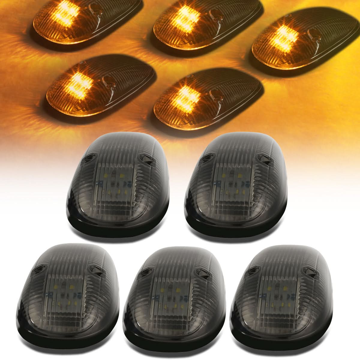 1999-2002 Dodge Ram 2500/3500 Smoke Housing Amber LED Cab Lights - Image 2