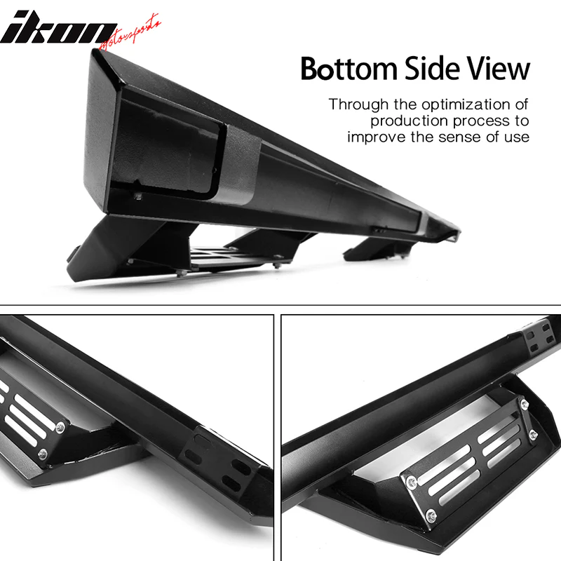 1999-2016 Ford F-250 Superduty IKON V2 Black Running Board Solid Steel - Image 8