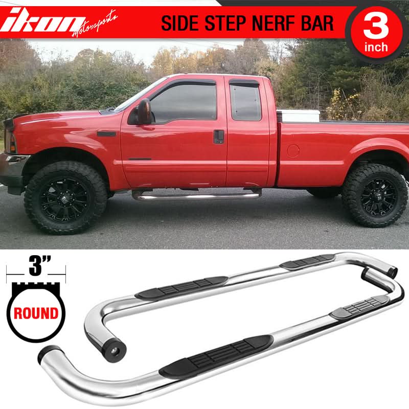 1999-2016 Ford F250 F350 F450 Cab Pickup 3in Steel Side Steps - Image 4