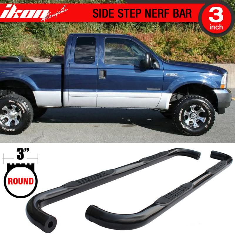 1999-2016 Ford F250 F350 F450 Cab Pickup 3in Steel Side Steps - Image 7