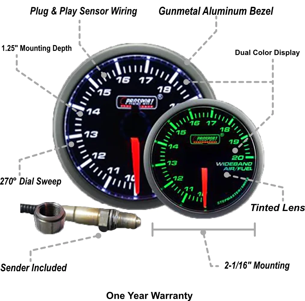 2-1/16" Green/White Premium Wideband Air Fuel Ratio kit - Image 2