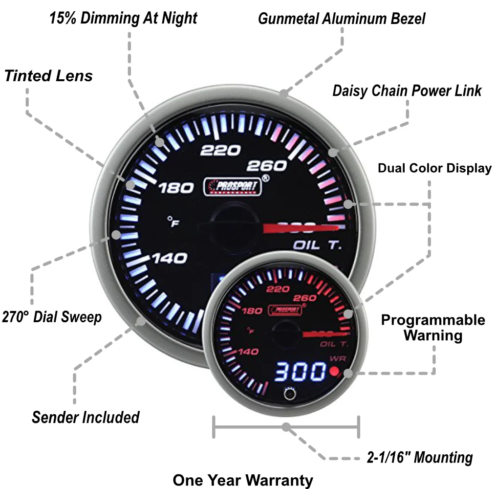 2-1/16" JDM Electrical Oil Temperature Gauge - Image 2