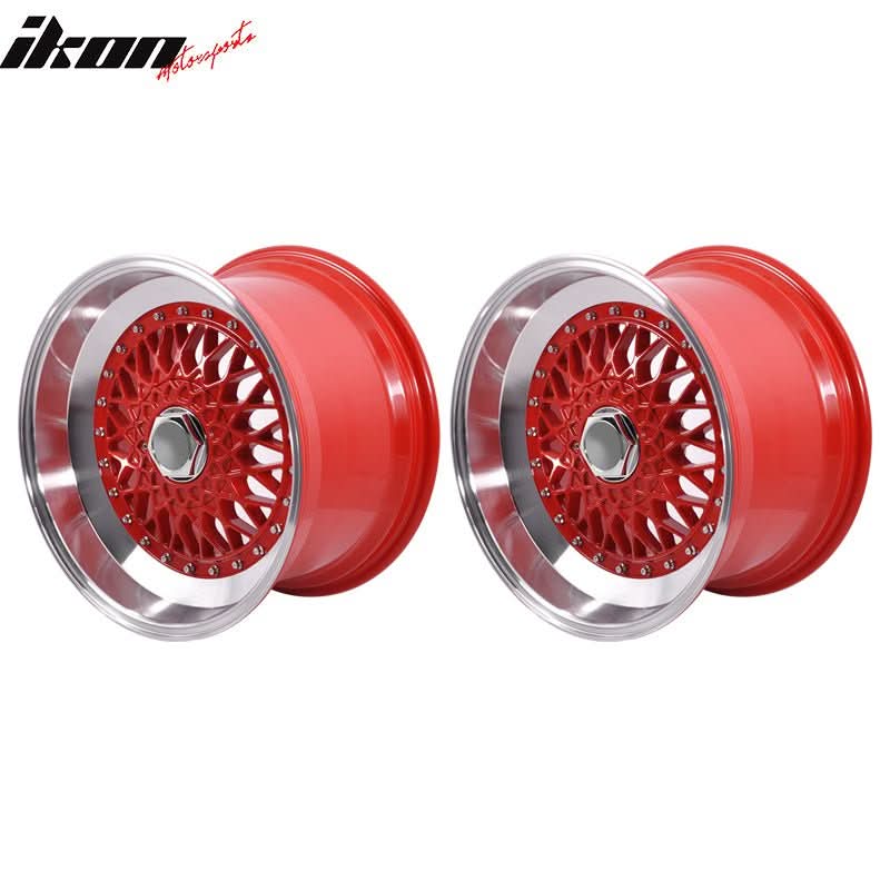 (2) 17X10 +30 5X100 / 5X114.3 Step Lip Deep Dish Mesh Wheels Rims Kit - Image 3