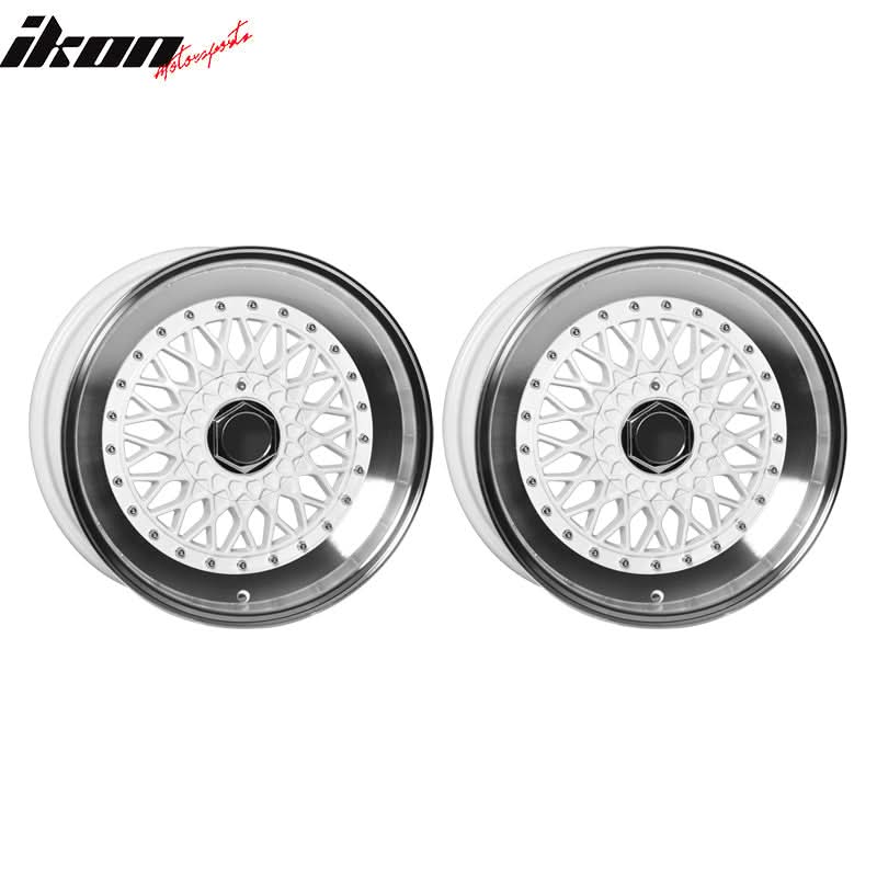 (2) 17X8.5 +25 5X100 / 5X114.3 Step Lip Deep Dish Mesh Wheels Rim Pair - Image 2