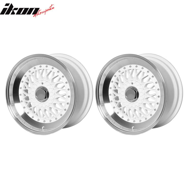 (2) 17X8.5 +25 5X100 / 5X114.3 Step Lip Deep Dish Mesh Wheels Rim Pair - Image 3