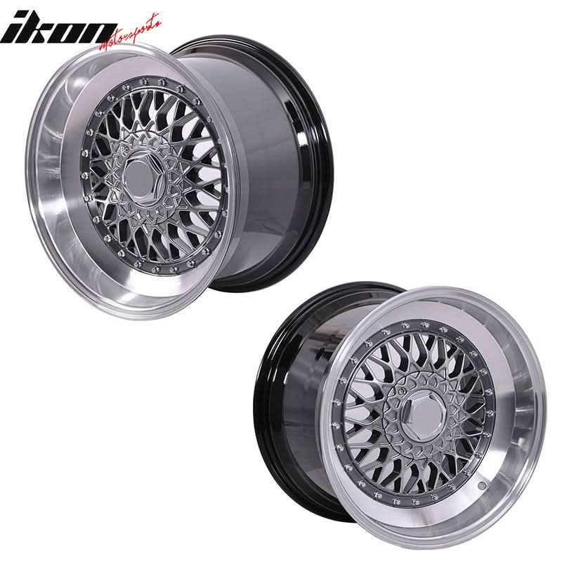 (2) 17X8.5 +25 5X100 / 5X114.3 Step Lip Deep Dish Mesh Wheels Rims - Image 2