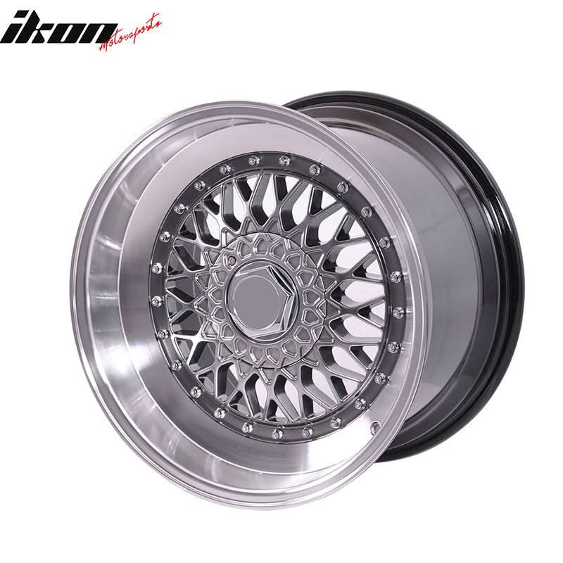 (2) 17X8.5 +25 5X100 / 5X114.3 Step Lip Deep Dish Mesh Wheels Rims - Image 4