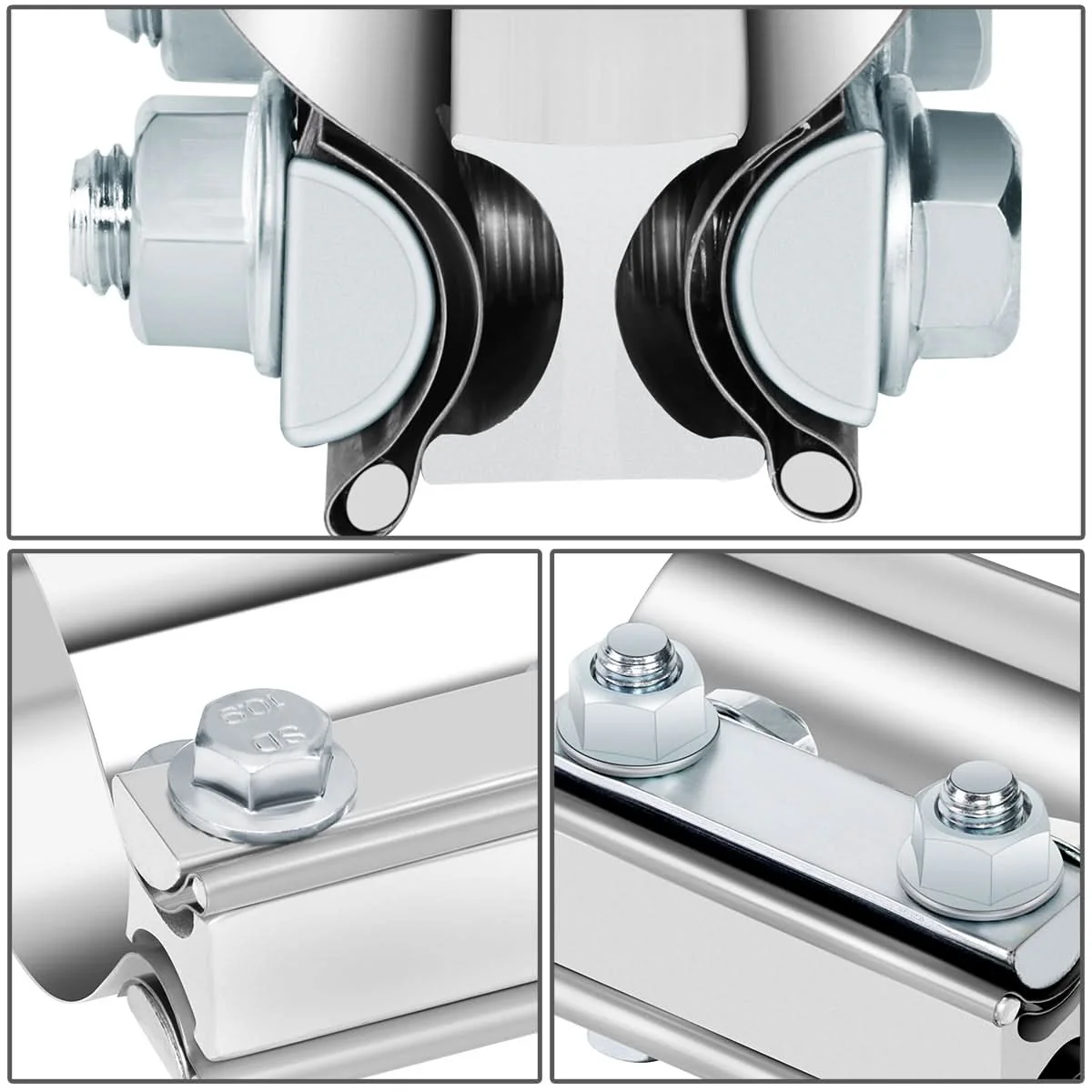 2.25" Stainless Steel Exhaust Band Clamp Set - 2 Piece Butt Joint - Image 3