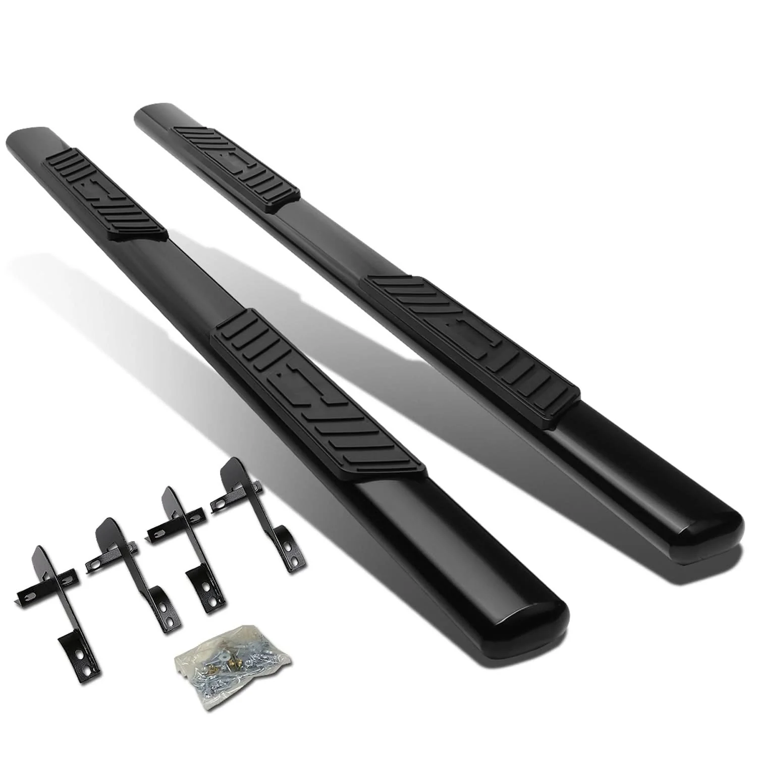 2001-2003 Ford F-150 SuperCrew 5" Oval Nerf Bars - Black - Image 2
