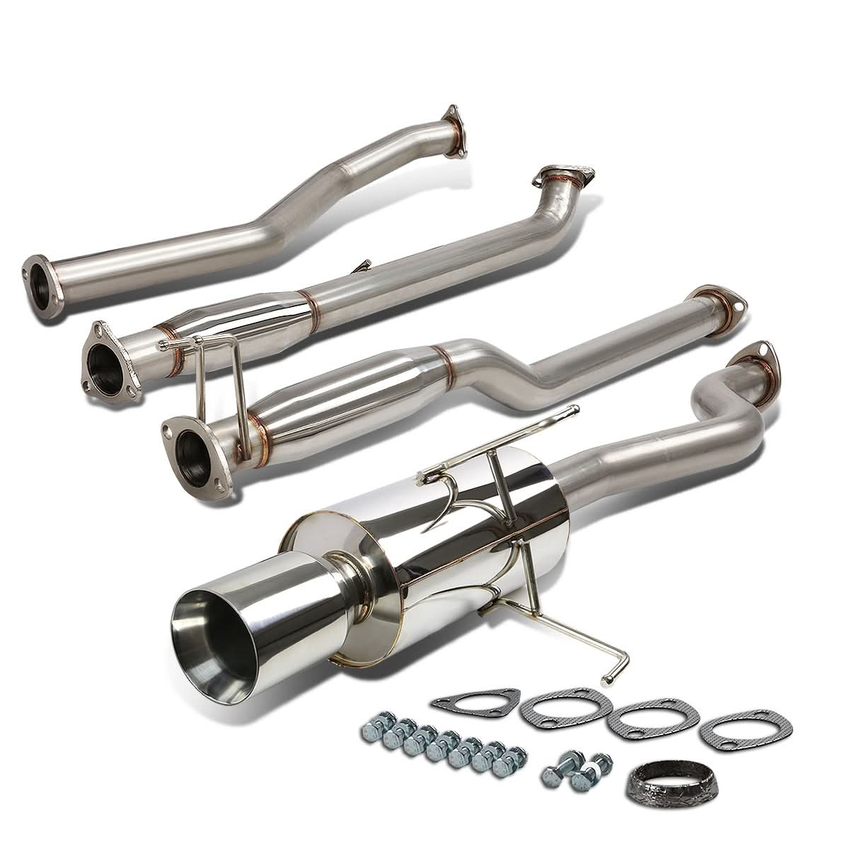 2001-2005 Honda Civic Catback Exhaust Single Rolled Tip Stainless Steel - Image 2