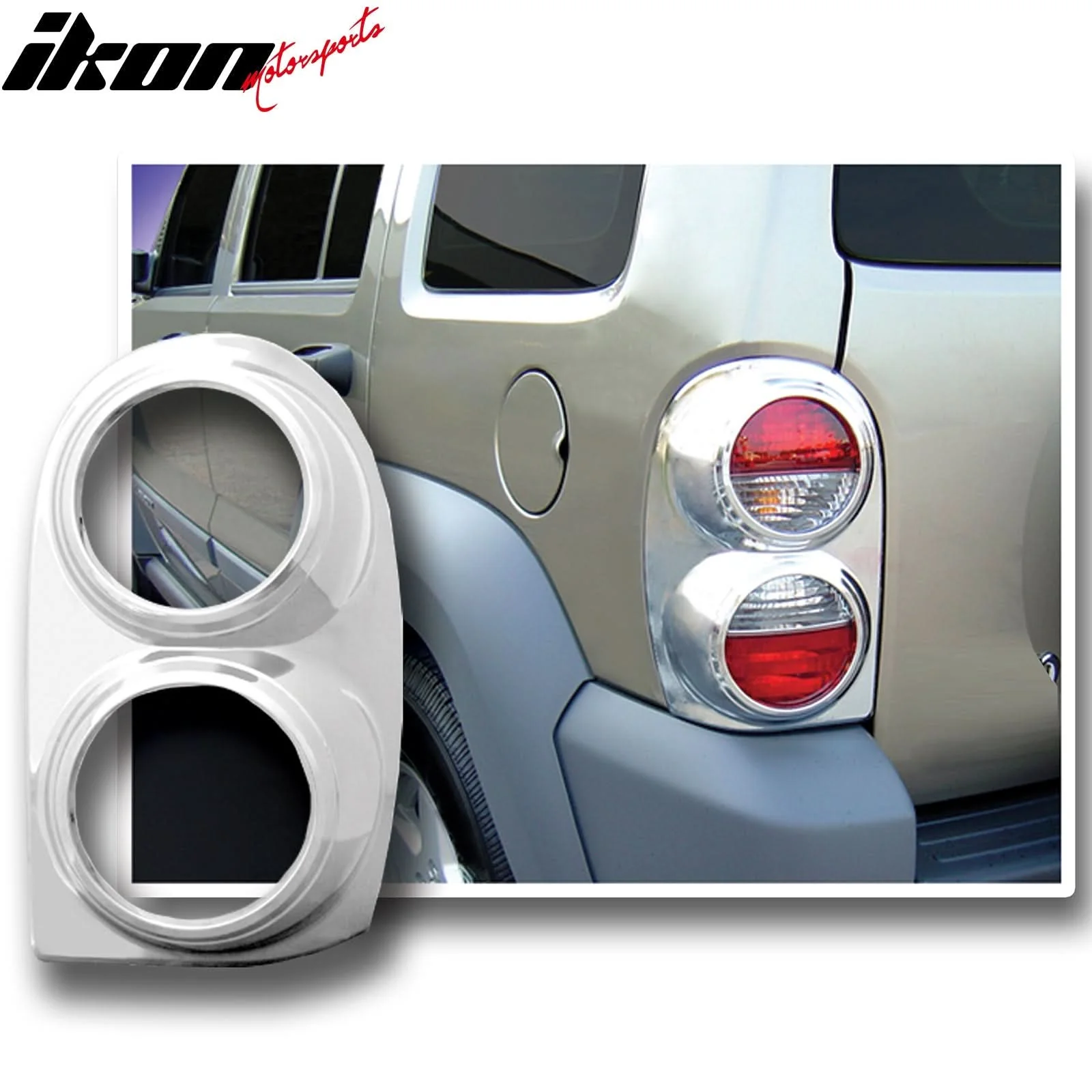 2002-2007 Jeep Liberty Chrome ABS Tail Lights Frame Bezel Trim Pair - Image 2
