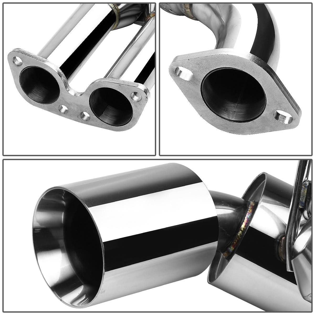 2003-2009 Nissan 350Z / G35 Dual Rolled Tip Catback Exhaust Stainless Steel - Image 4