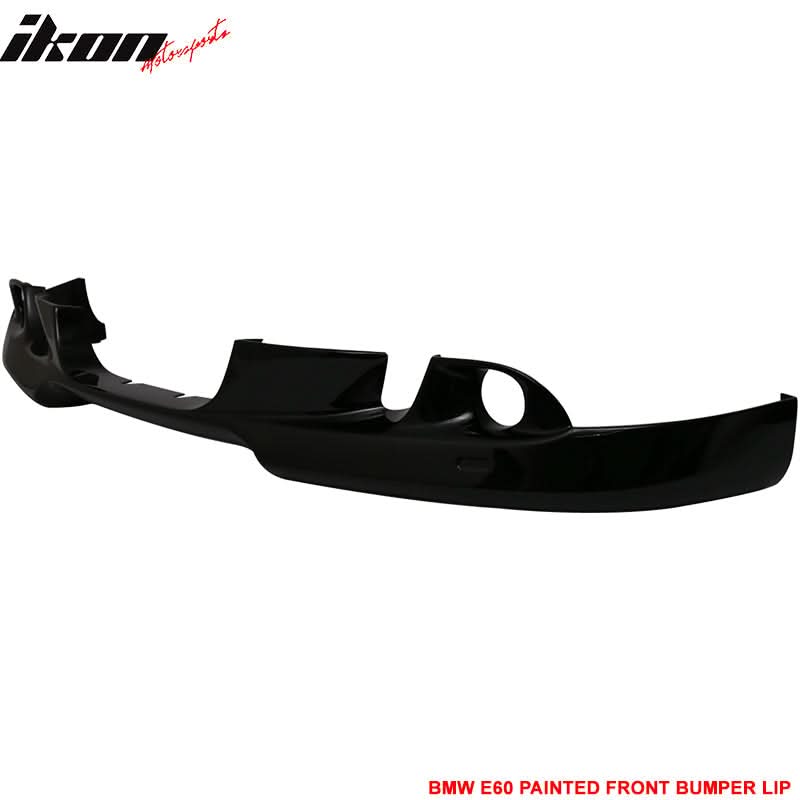 2004-2007 BMW E60 A Style Painted #668 Jet Black Front Bumper Lip PU - Image 4