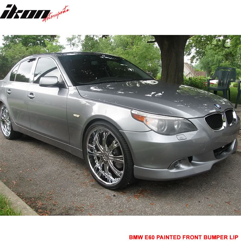 2004-2007 BMW E60 Painted #A08 Sterling Silver Metallic Front Lip PU - Image 2