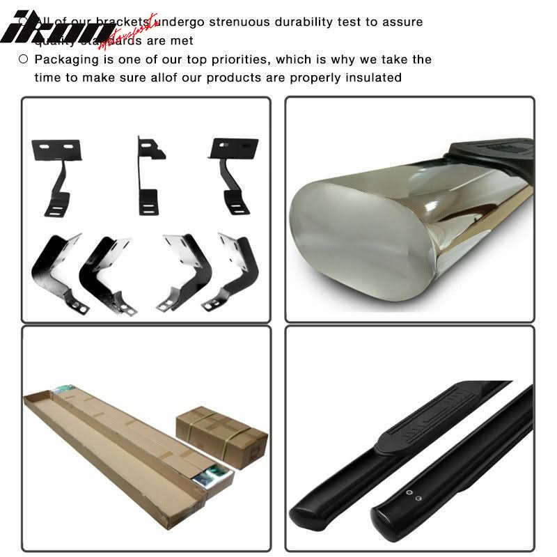 2004-2008 Ford F150 Black Powder Coat Finish Running Boards Stainless - Image 3