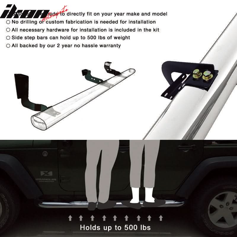 2004-2008 Ford F150 Black Powder Coat Finish Running Boards Stainless - Image 4