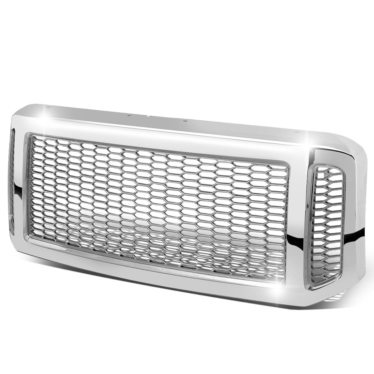 2005-2007 Ford F-250/F-350/F-450/F-550 Honeycomb Mesh Chrome Grille - Image 2