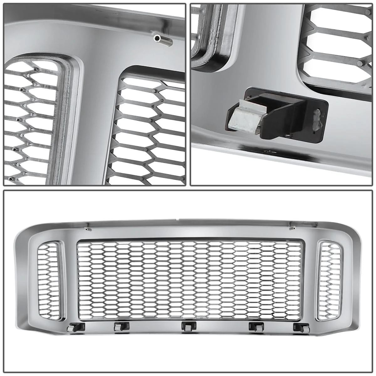 2005-2007 Ford F-250/F-350/F-450/F-550 Honeycomb Mesh Chrome Grille - Image 5