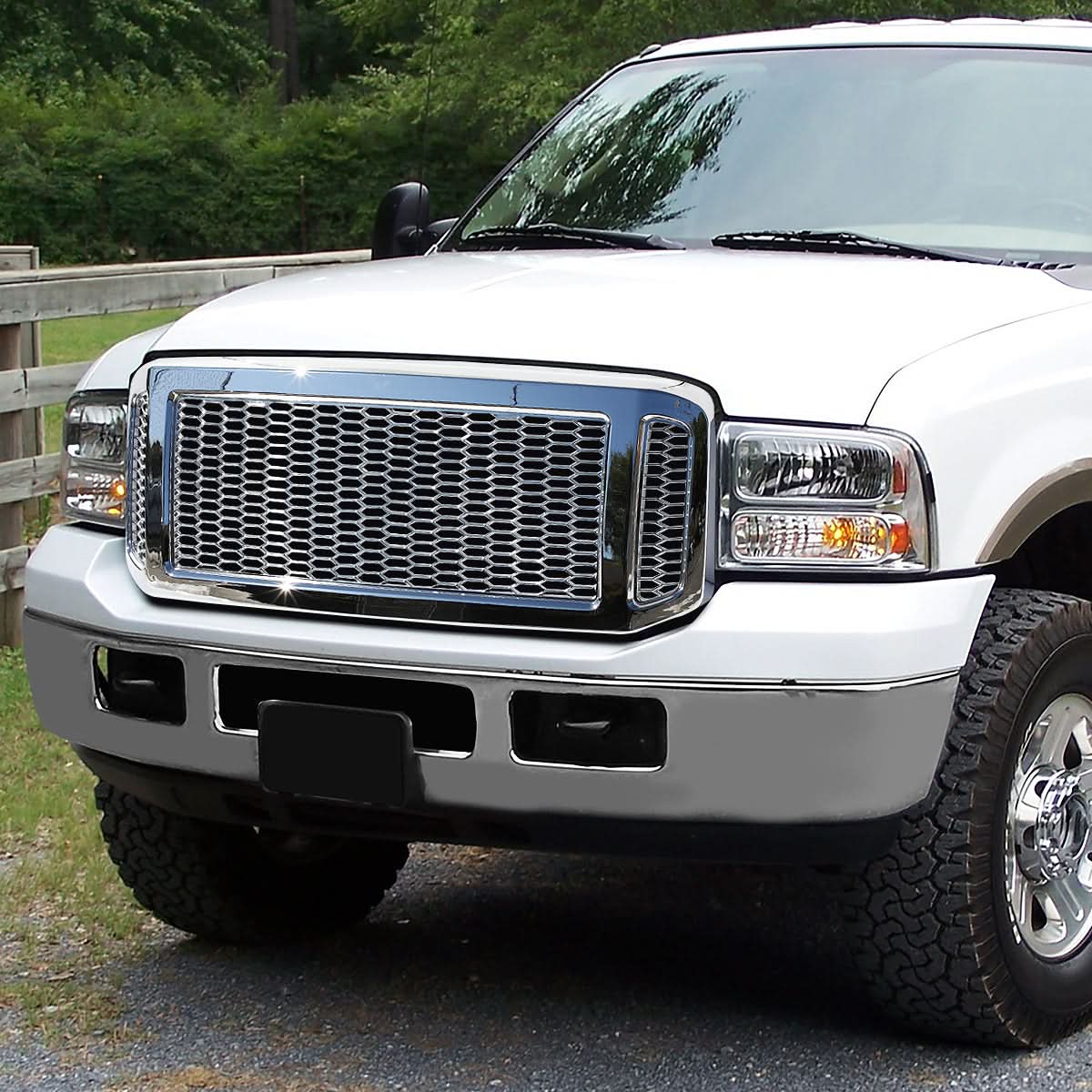 2005-2007 Ford F-250/F-350/F-450/F-550 Honeycomb Mesh Chrome Grille - Image 6
