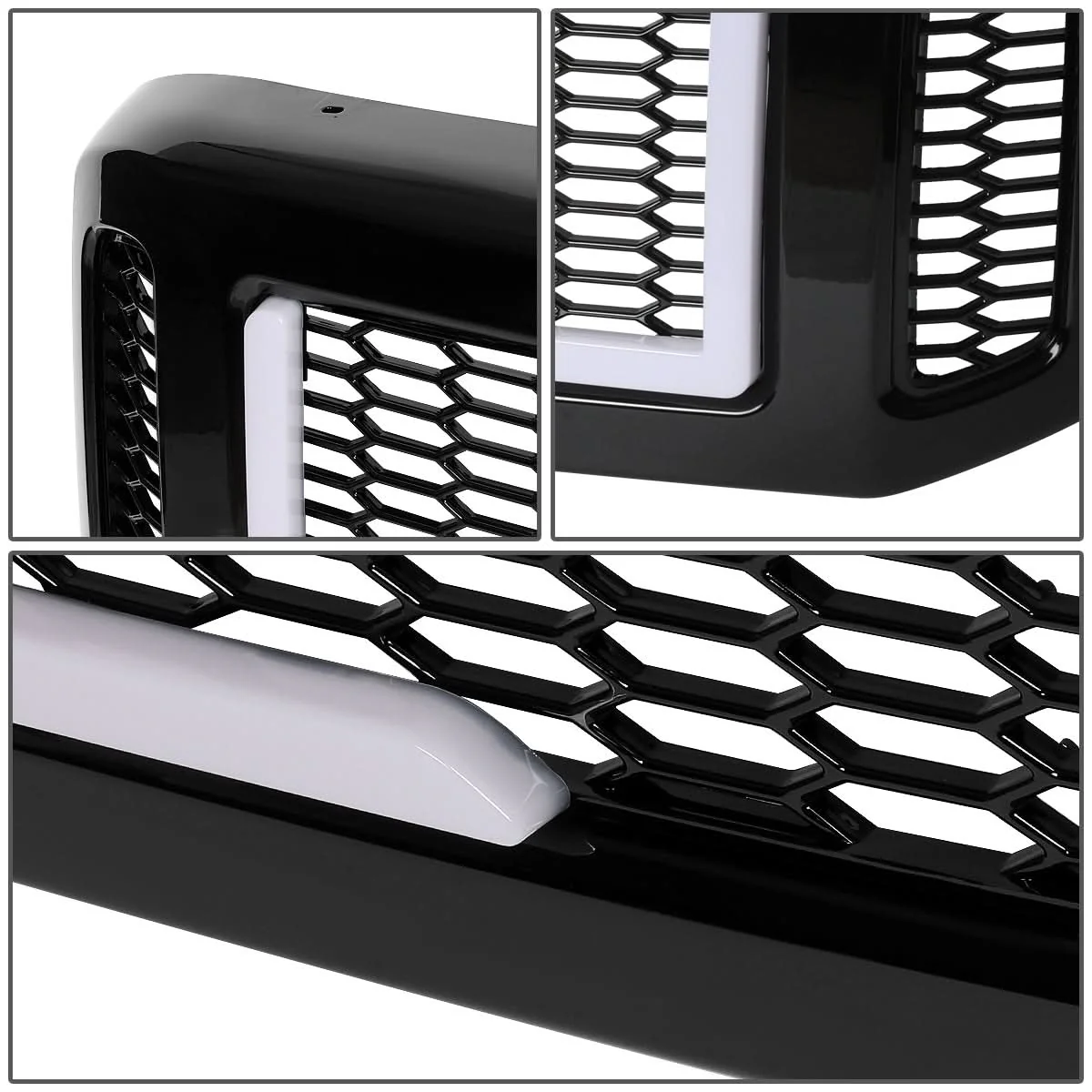 2005-2007 Ford F-250/F-350/F-450/F-550 Honeycomb Mesh Grille w/ LED DRL - Image 7