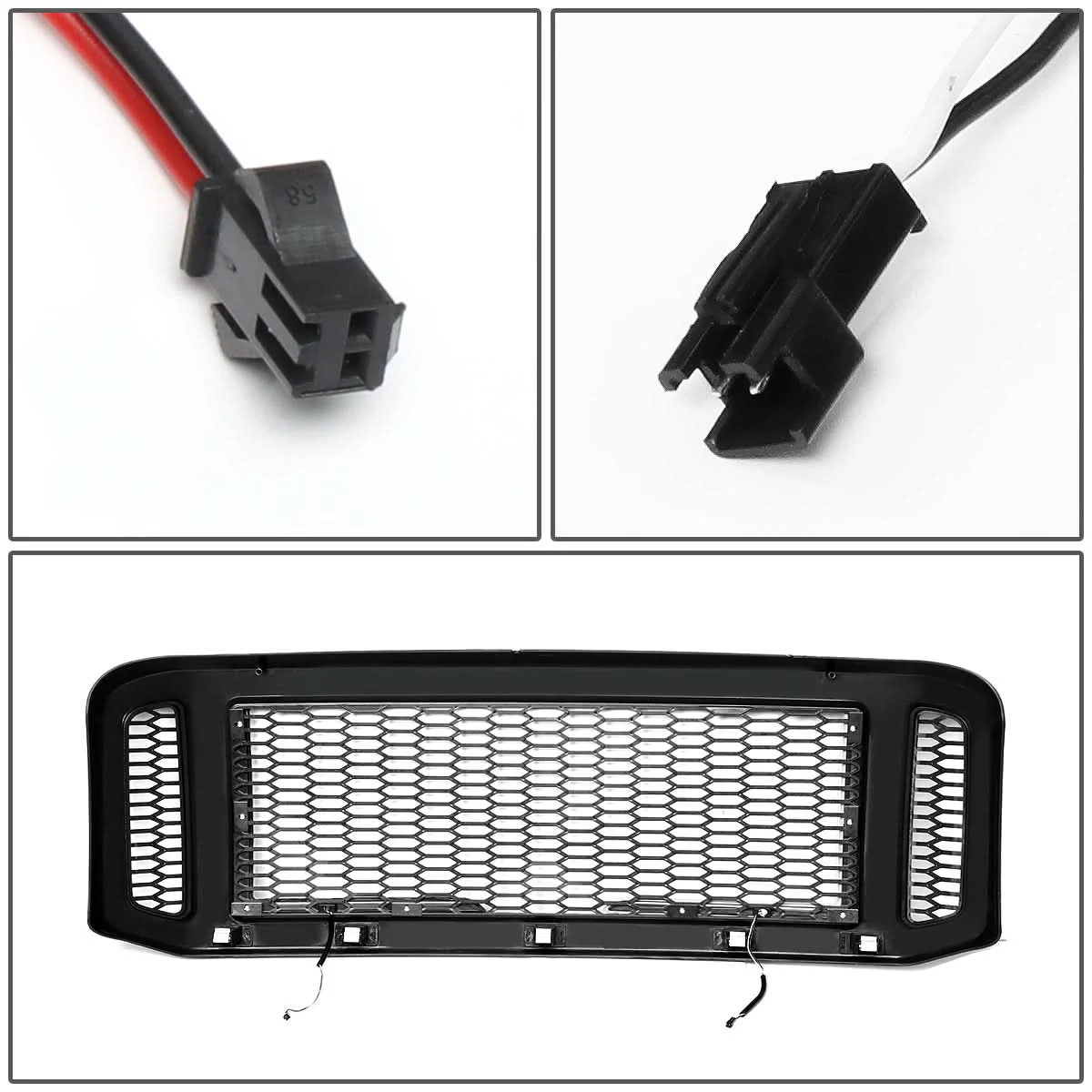 2005-2007 Ford F-250/F-350/F-450/F-550 Honeycomb Mesh Grille w/ LED DRL - Image 9