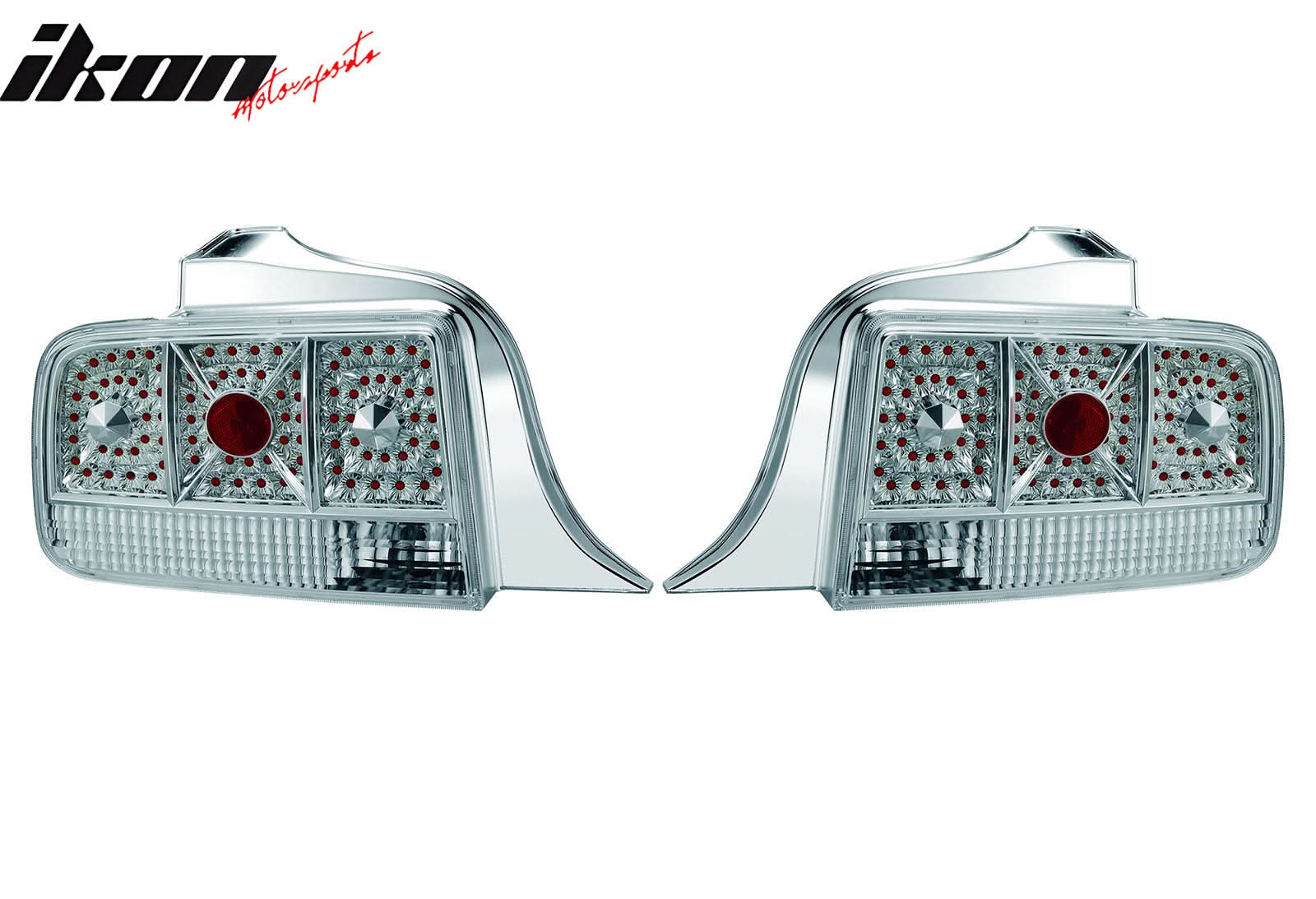 2005-2009 Ford Mustang Chrome Clear Lens LED Tail Lights Brake Lamp - Image 2